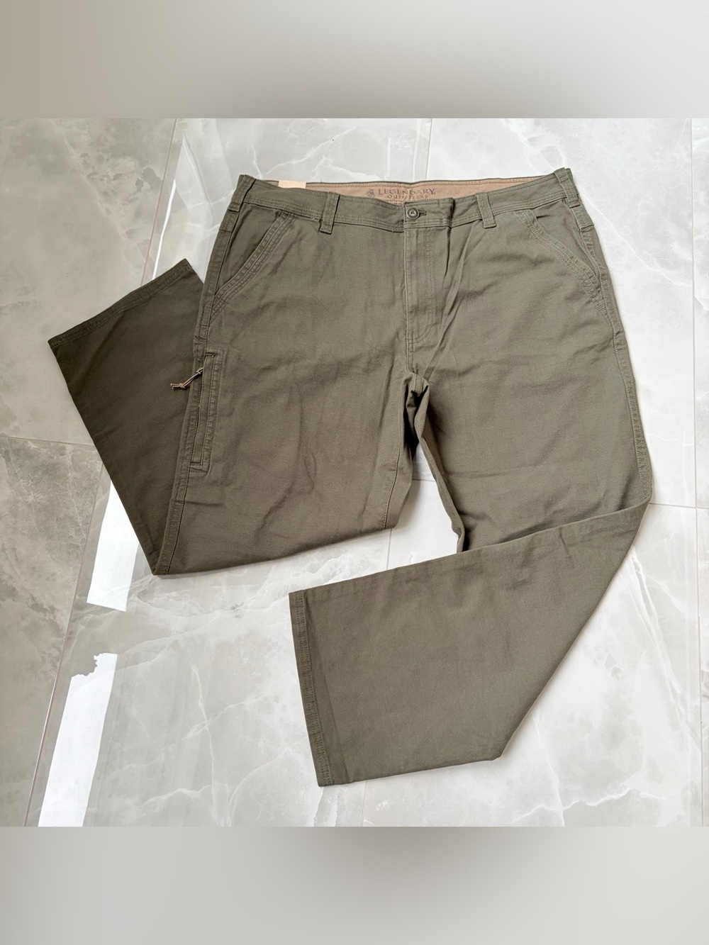 New Legendary Outfitters Men Olive Green Stretch Canvas Pants Pockets 40 X 30